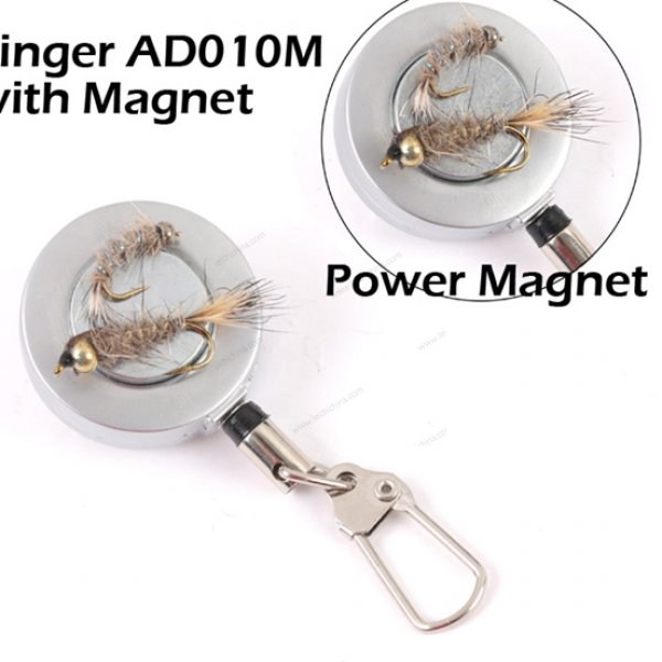 Double Fly Fishing Zinger Retractor Reel with Magnet - Red