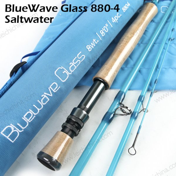 Maximumcatch Bluewave 8ft 8wt Saltwater Fly Fishing Rod Moderate Fast  Action 4pc Transparent Fiberglass Fly Rod